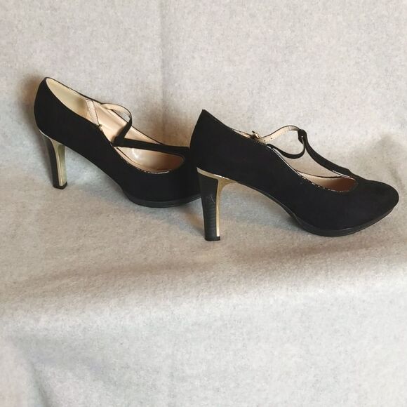 CATO Black Suede Gold Heels Women's size 9M - Picture 3 of 8